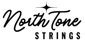 Logo of North Tone Strings with a stylized design on a transparent background